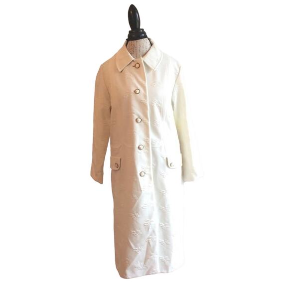 Vintage M/L ivory textured knit coat floral